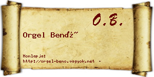 Orgel Benő névjegykártya